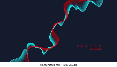 Líneas de onda abstractas modernas. Fondo de partículas brillantes. Formas gradientes geniales. Concepto gráfico para su diseño