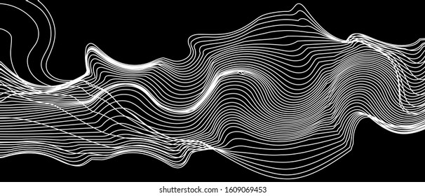 modern abstract wave lines on black background vector