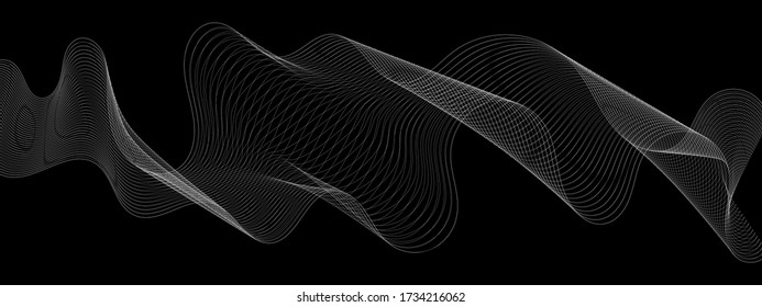 modern abstract wave lines on black background vector	