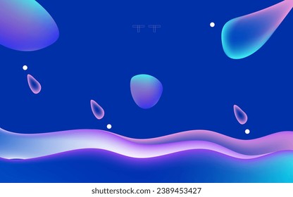 Modern abstract wave shape lequid dynamic shapes composition background
