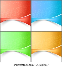 Modern abstract wave tech backgrounds collection. Vector illustration