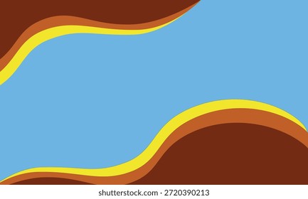 Fundo ondulado abstrato moderno com azul, amarelo e marrom