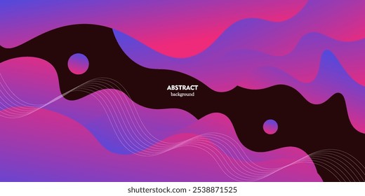 Modern abstract wavy geometric background with pink purple gradient color. Liquid dark red background design. Liquid shape composition. eps10