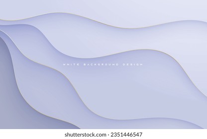 Modern abstract wavy light silver background with gold line
