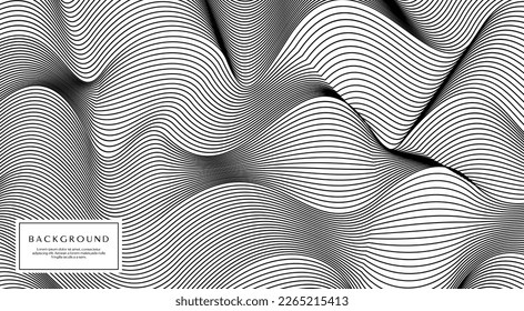 Modern abstract wavy line background design. Monochrome blend wave lines vector.