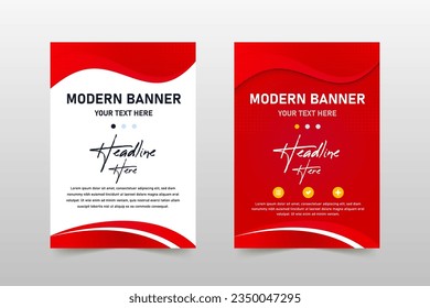 Modern Abstract Wavy Red Banner Template With Dots, can be used for business designs, presentation designs or any suitable designs.