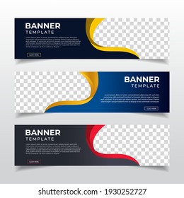 Modernes abstraktes Webbanner mit Platz für Fotos. Vorlage für horizontales Layout. Werbebanner für Unternehmen. Vektor EPS10
