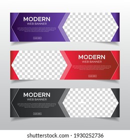 Modern Abstract web banner with place for photo. Horizontal Layout template. Business Ad banner. Vector EPS 10
