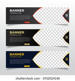 Modern Abstract web banner with place for photo. Horizontal Layout template. Business Ad banner. Vector EPS 10