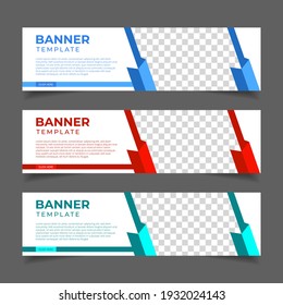 Modern Abstract web banner with place for photo. Horizontal Layout template. Business Ad banner. Vector EPS 10