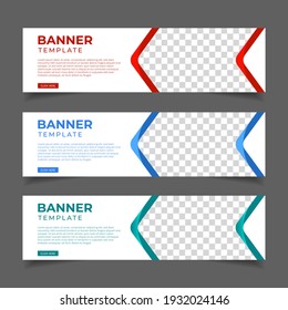 Modern Abstract web banner with place for photo. Horizontal Layout template. Business Ad banner. Vector EPS 10