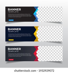 Modern Abstract web banner with place for photo. Horizontal Layout template. Business Ad banner. Vector EPS 10