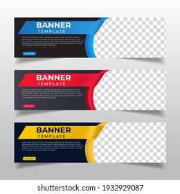 Modernes abstraktes Webbanner mit Platz für Fotos. Vorlage für horizontales Layout. Werbebanner für Unternehmen. Vektor EPS10