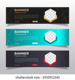 Modern Abstract web banner with place for photo. Horizontal Layout template. Business Ad banner. Vector EPS 10
