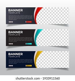 Banner web de resumen moderno con lugar para la foto. Plantilla de diseño horizontal. Banner comercial. EPS vectorial 10