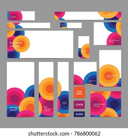 Modern abstract web banners set in standard sizes with circles
