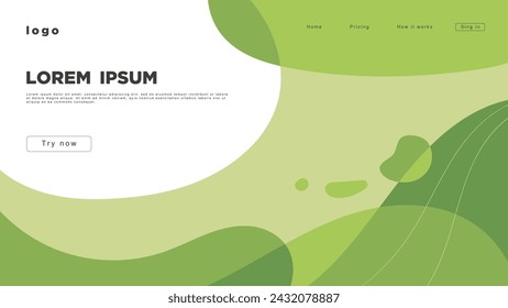 Modern abstract web page design with smooth green shapes and minimalistic style.