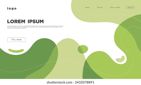 Modern abstract web page design with smooth green shapes and minimalistic style.