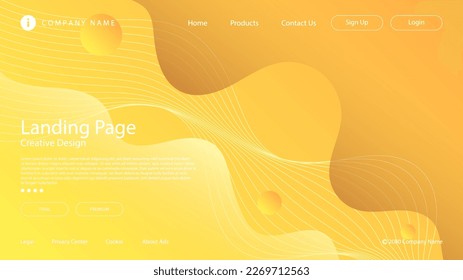 Modern Abstract Website Landing Page Background Fluid Liquid Wave Lines and Orange Yellow Gradient Color