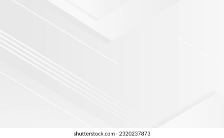 Modern abstract white backdrop with elegant shape design. Abstract white geometric shape background. Modern square shape graphic elements. Horizontal banner template.