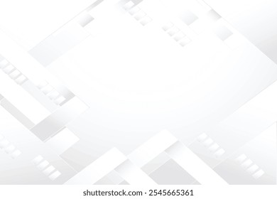 Modern abstract white backdrop with elegant shape design. Abstract white geometric shape background. Modern square shape graphic elements. Horizontal banner template.