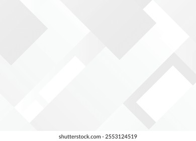 Modern abstract white backdrop with elegant shape design. Abstract white geometric shape background. Modern square shape graphic elements. Horizontal banner template.