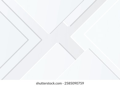 Modern abstract white backdrop with elegant shape design. Abstract white geometric shape background. Modern square shape graphic elements. Horizontal banner template.