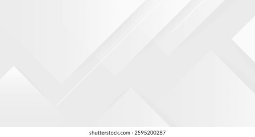 Modern abstract white backdrop with elegant shape design. Abstract white geometric shape background. Modern square shape graphic elements. Horizontal banner template.