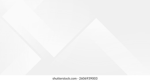 Modern abstract white backdrop with elegant shape design. Abstract white geometric shape background. Modern square shape graphic elements. Horizontal banner template.