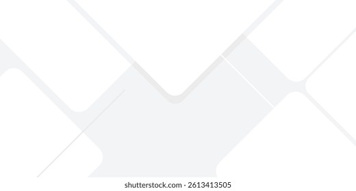 Modern abstract white backdrop with elegant shape design. Abstract white geometric shape background. Modern square shape graphic elements. Horizontal banner template.