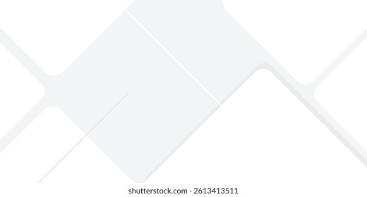 Modern abstract white backdrop with elegant shape design. Abstract white geometric shape background. Modern square shape graphic elements. Horizontal banner template.