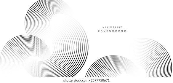 Modern abstract white background with black gradient circular lines