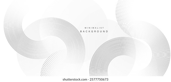 Modern abstract white background with black gradient circular lines