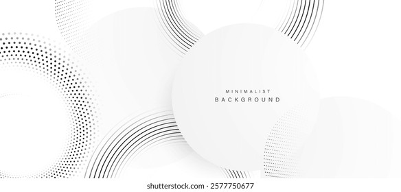 Modern abstract white background with black gradient circular lines