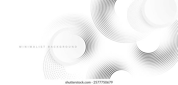 Modern abstract white background with black gradient circular lines