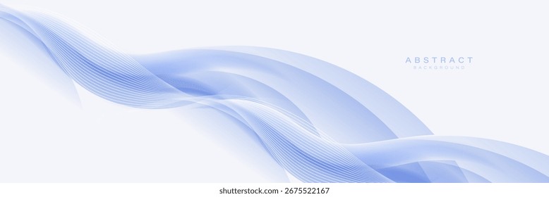 Fondo blanco abstracto moderno con líneas fluidas azules. Concepto de tecnología digital futurista. Ilustración vectorial