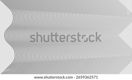 Modern abstract white background with dynamic black wavy and zig-zag lines, creating an optical illusion effect, complemented by subtle dots.