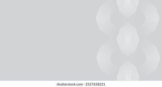 Modern abstract white background with glowing geometric halftone lines shape design. Futuristic technology concept. Suit for banner, brochure, science, website, corporate, poster, cover