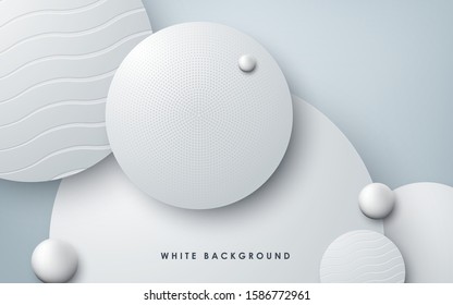 Modern abstract white background. Texture circle shape design decoration.