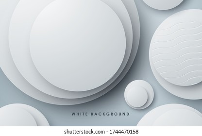 Modern abstract white background. Texture circle shape design decoration.