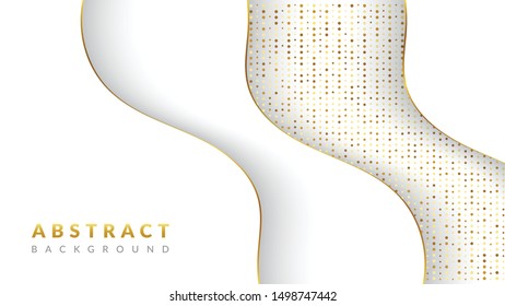 Modern abstract white background vector. Elegant concept design with golden line.