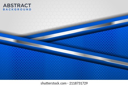 Modern abstract white and blue background with 3D Overlap layers effect.