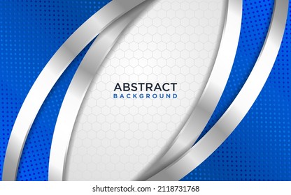 Moderno fondo abstracto blanco y azul con efecto de capas superpuestas 3D.