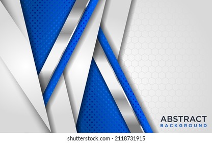 Moderno fondo abstracto blanco y azul con efecto de capas superpuestas 3D.