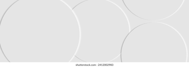 Fondo de forma de círculo blanco abstracto moderno. Modalidades geométricas de formas superpuestas elegantes con sombras claras. para fondos de pantalla, portadas, carteles, pancartas, folletos, presentaciones, sitios web. vector