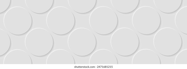 Modern abstract white circle shape background. Elegant geometric shape pattern with light shadow. Suit for wallpaper, cover, poster, banner, brochure, presentation, website