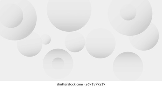 Fundo de forma de círculo branco abstrato moderno. Elegante design de forma de círculo com sombra. Textura de forma geométrica realista. Gráfico branco mínimo e limpo. Terno para papel de parede, banner, brochura, capa