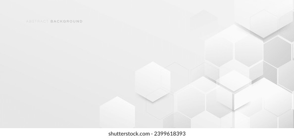 Fondo hexagonal blanco abstracto moderno. Banner minimalista de diseño de geometría limpia. Concepto de alta tecnología digital futurista. Ilustración del vector