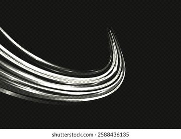 Modern abstract white high speed movement. Dynamic motion light trails on dark background. Futuristic digital technology movement concept. Vector EPS10