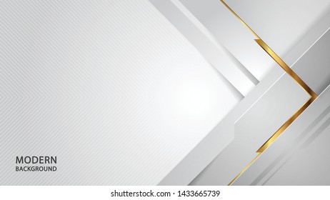 Modern abstract white overlap style background. golden tech line texture. vector illustration.